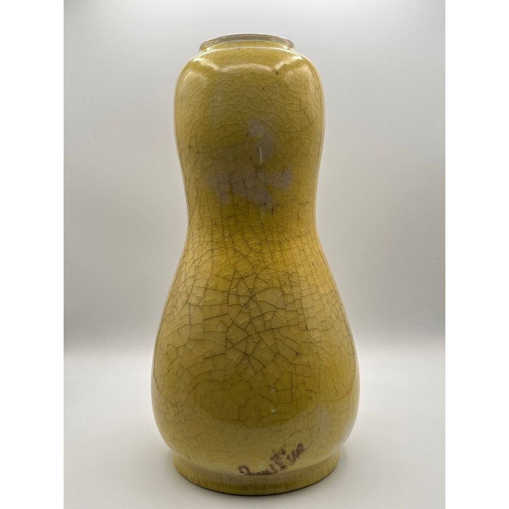 Vintage Ernestine of Salerno Italian Ceramic Lamp Yellow Crackle Glaze 14.5"